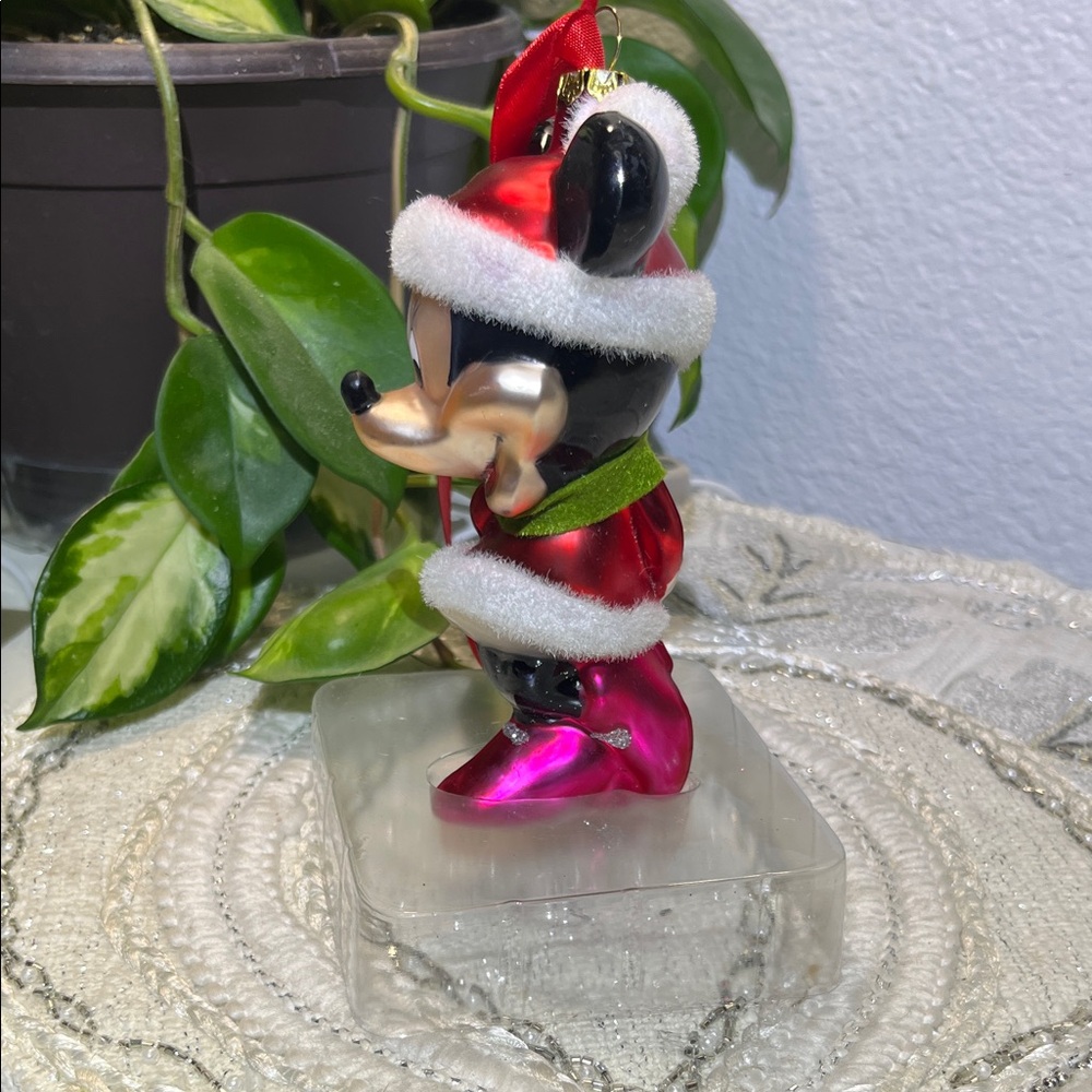Disney Minnie Mouse Red and White Blown Glass Holiday Ornament - Picture 7 of 9